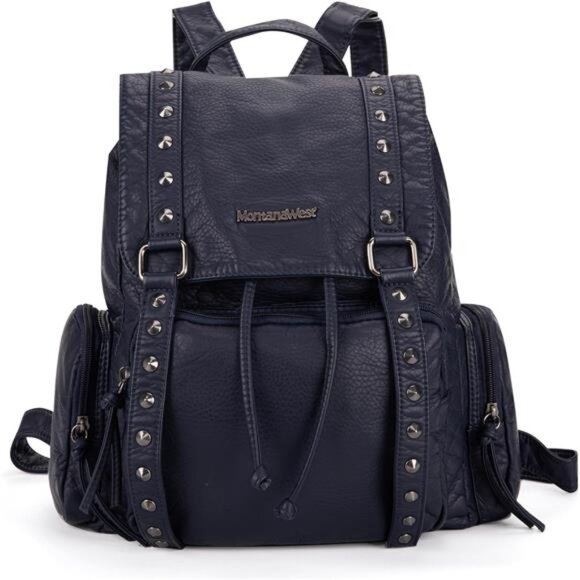 Backpack Purse for Women Rivets Navy